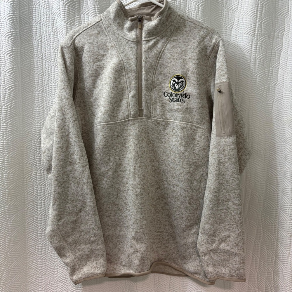 NWOT Antigua Mens L Colorado State Rams Quarter Zip Fleece Pullover Shirt‎